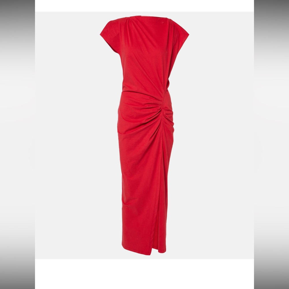 Jersey knit stretch ruched red Women's Dress small